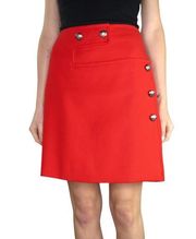 Vintage Carlisle Red Skirt With Sailor Buttons High Rise Midi Skirt Pencil 4