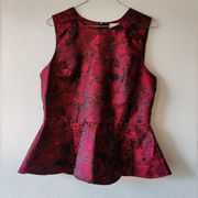 H & M peplum maroon burgundy floral top