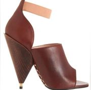 Givenchy Paris Brown Leather Studded Wooden Cone High Heels | Size 6