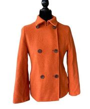 Akris Punto Womens Coat Size 10 Orange Wool Angora Peacoat Double Breasted