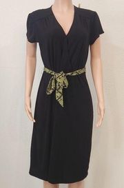 JACLYN Smith Black V Neck Belted Dress Size L