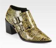Tibi Billie Lizard-Embossed Leather Ankle Boots Size 39.5