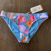 Billabong Blue Pink Floral Summer Field Bikini Bottoms, M NWT