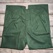 Womens Hunter Green Dress Slacks Elastic Side Belt Loops Straight Leg Pants M