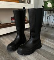 Tall Black Faux Leather Boots