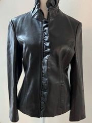 DKNY lamb skin leather womens moto style jacket. Size: S.