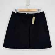 J Crew Structured Mini Skirt in Black High Rise Pockets A-Line Women's 12 NEW