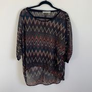 Chloe K Sheer Top with 3/4 sleeves size S