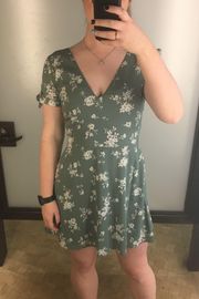 Mini Dress Green Floral