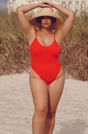 Good American Always Fits One-Piece Swimsuit size 5/6 on bright red