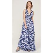 Rent the runway sz 10 Donna Karan blue and white floral cross back maxi gown v