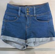 s high waisted button fly denim shorts size xs