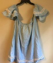 Karlie large off the shoulder blue tunic