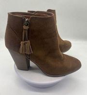 Merona womens brown suede tassel ankle booties size 7