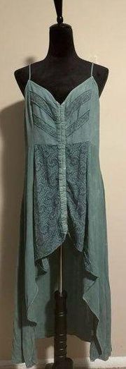 EUC Gimmicks by BKE Green and Blue High Low Hem Tank Top size large