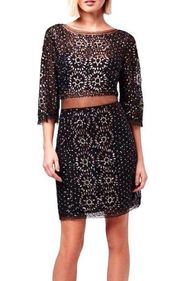 Black Mesh Art Deco Embellished Sequin Party Dress