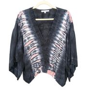 YFB Young Fabulous & Broke Tia Black Pink Tie Dye Wrap Top Kimono Women's XS