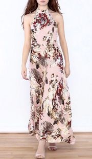 Floral Halter Maxi  Dress Size L NWT Reg $55
100% Rayon