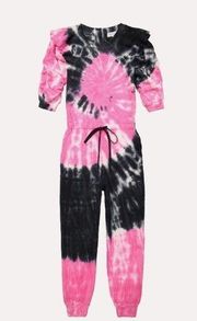 Meghan Tie Dye Ruffle Sleeve Jumpsuit Pink / L