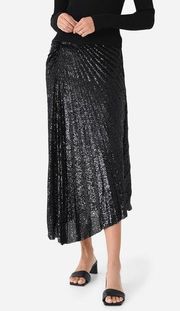 A.L.C. Tori Sequin Pleated Asymmetrical Skirt in Black Size 2