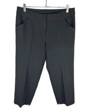 St. John Size 10 Trouser Dress Pant Black Wide Leg Ankle Zipper Cropped USA Made