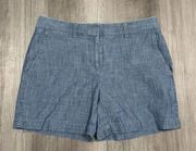 Lands End Not Too Low Chambray Chino Shorts Size 2 Blue