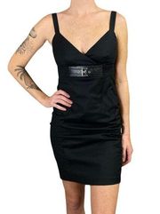 Michael Kors Bodycon Silver Belt Buckle Sexy Little Black Dress Mini Length LBD