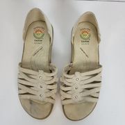 Earth Spirit Womens Shoes Size 8.5 Cream Leather Open Toe Slip On