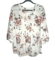 NEW Rose & Olive Floral 3/4 Sleeve Blouse - Women’s 1X