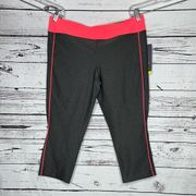 Xersion NWT Size L Dark Gray - Neon Pink Low Rise Fitted Athletic Capri Pants