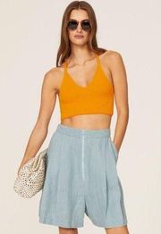 Rag & Bone Soleil Ribbed Bra Crop Halter Top Cotton Marigold Orange-Yellow sz L