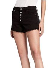 7 for all mankind exposed button black high rise cutoff shorts