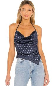 Pauleta Top in Navy Polka Dot