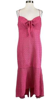 Women's Dress Size 8 Pink Eyelet Lace Cut Out High Low Sheath