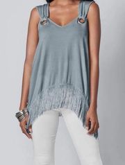 Venus blue fringed grommet accent tank size xs