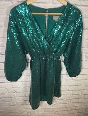 ANTHROPOLOGIE Lisabette Sequined Mini Dress Prom Party green size Petite XXS