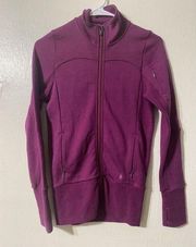 Smartwool Womens Merino Wool Sweater Purple Full Zip Athleisure Running Small