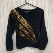 Womens Size S Marc By Marc Jacobs Rabbit Fur Sequin Sweater Black