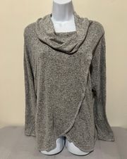 Green Envelope Grey Split Bottom Top Cowl Neck Size Medium