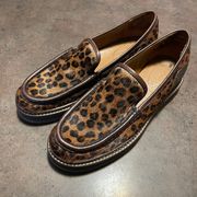 Leopard Print Calf Hair Loafers