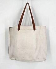 Madewell Womens Leather Transport Tote Shoulder Handbag White Brown Size Medium