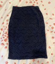 Abercrombie And Fitch Aqua Navy/BLCK Lace Pencil Skirt Size Small. Dry Cleaned