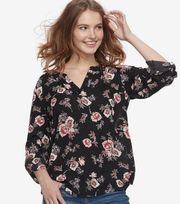 Pink Republic black floral top size medium