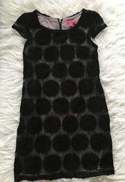 betsey johnson sheer black floral short sleeve dress size 2