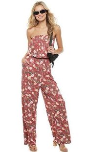 NWT JUNIORS SO KNIT TUBE JUMPSUIT CLAY FLORAL SZ MEDIUM M