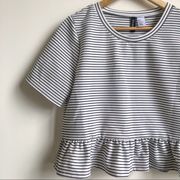 Divided Y2K Striped Cropped Babydoll Blouse Medium