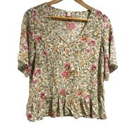 Hinge floral shirt Cottagecore fairycore v neck small‎ lightweight Nordstrom