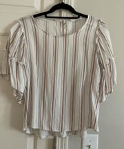 Striped  Top Ruffle Sleeves