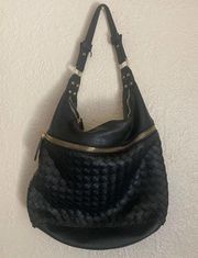 Madison West Black Vegan Leather Shoulder Bag