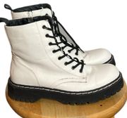 Sincerely Jules White Leather Harley Lug Combat Boots Size 10